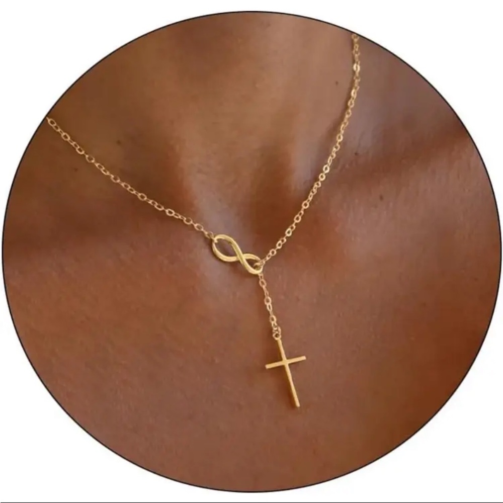 ❤️❤️ NWT Altar’d State Gold Cross Infinity Pendant Necklace - Picture 4 of 5